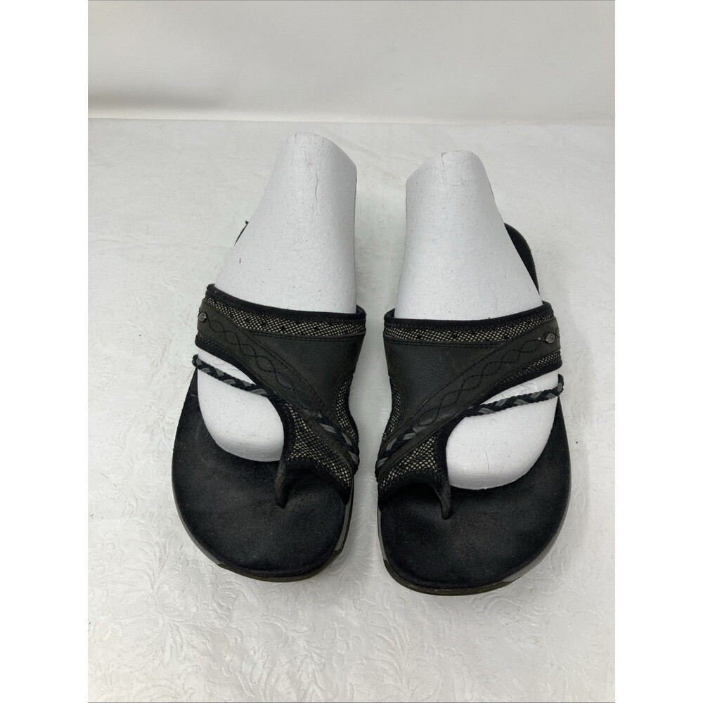 Merrell Terran Post Toe II Sports Sandals Women's 8 Black Leather Slip-On Slides